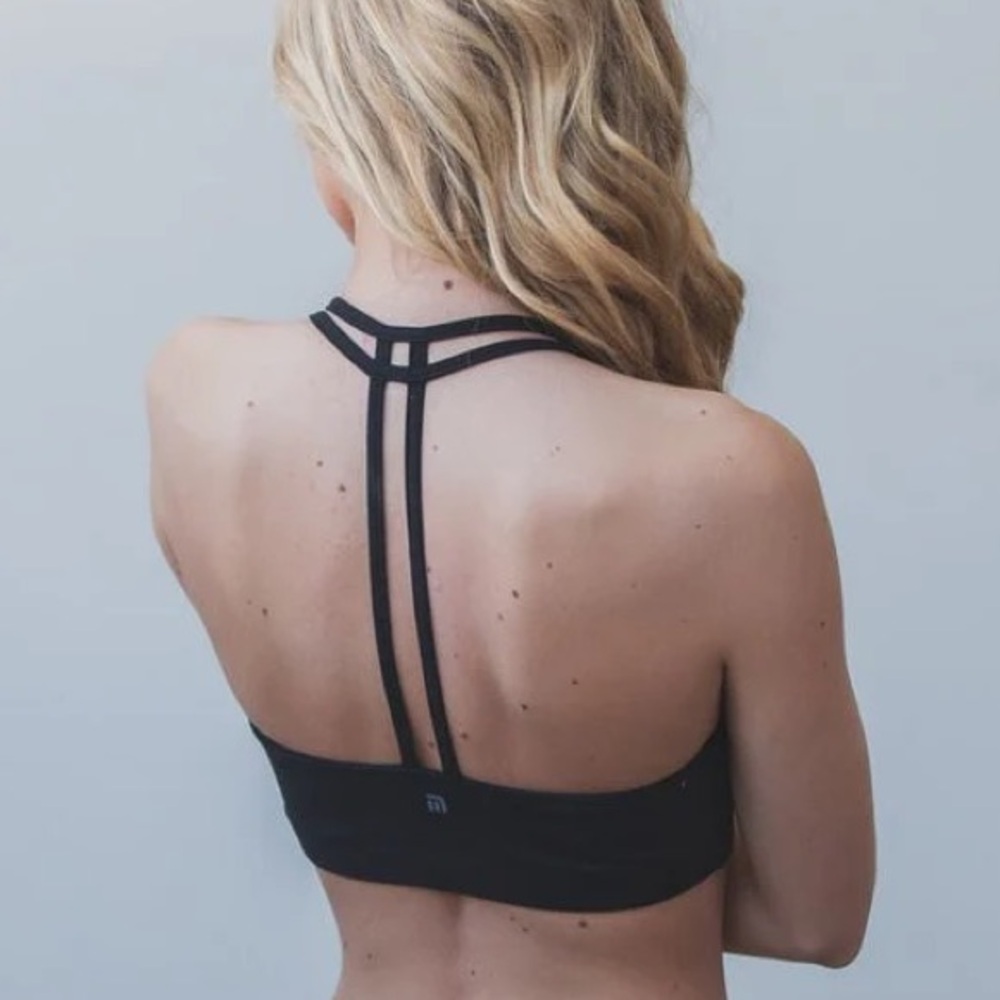 Montiel Black Strappy Sports Bra